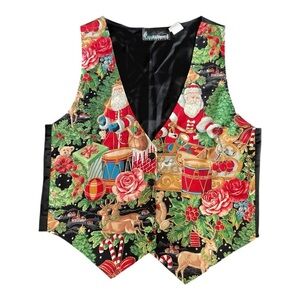 Jessica Stevens Xmas Vest Santa Holiday Tapestry L
